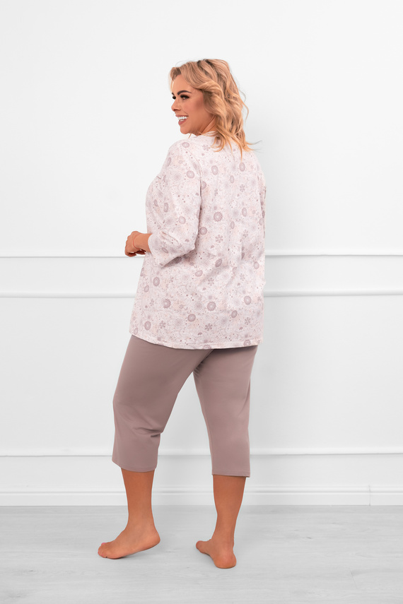Piżama damska Galea – bawełna, rękaw i spodnie 3/4, kwiatowy motyw Italian Fashion  