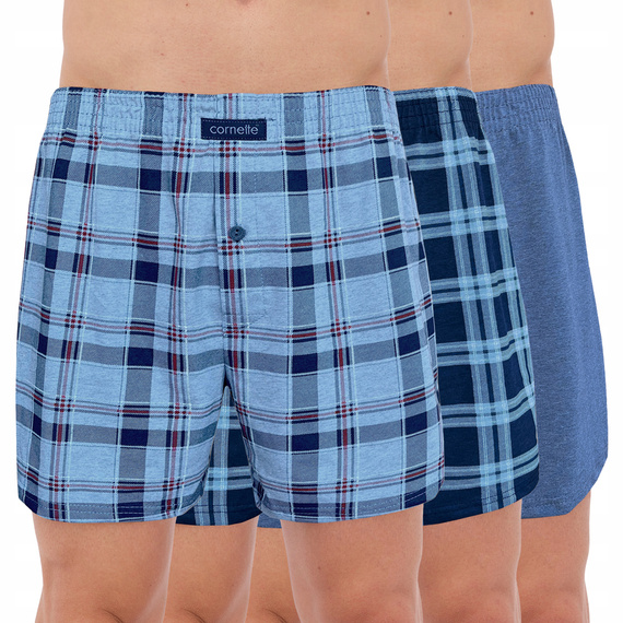945/05 Bokserki męskie Cornette – 3-pak bawełniany, szary/granatowy