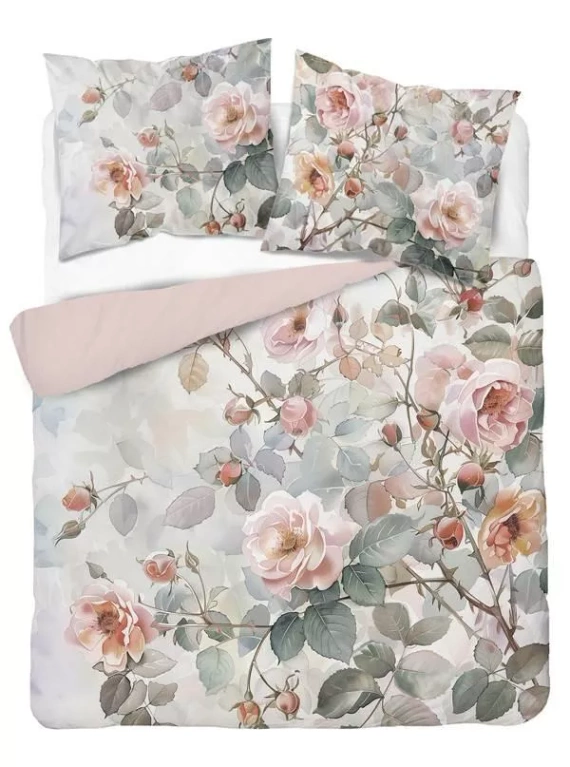 5305 A Pościel 3D z mikrofibry z akwarelowymi różami w pudrowych tonach – Detexpol