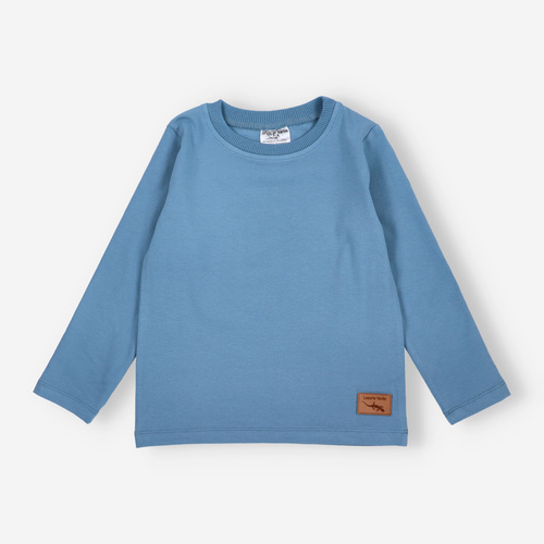 KAR-1022 Bluzka chłopięca z długim rękawem Lagarto Verde niebieska– bawełna z elastanem, polska produkcja