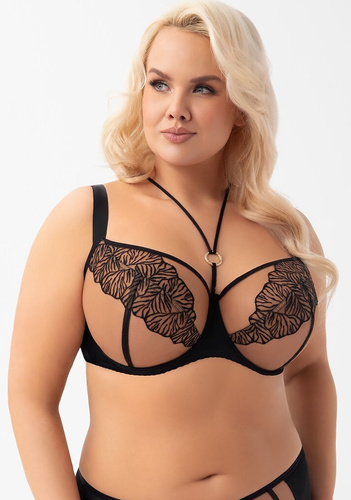 Gorsenia Vida K964 – Biustonosz Soft z Fiszbiny, Mocne Uniesienie i Zebranie Biustu, Koronka, Duże Rozmiary