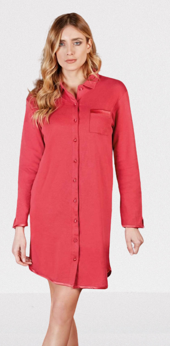 PC38095 Koszula nocna rozpinana Nottingham raspberry