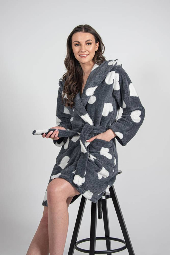 671 Serca Krótki Szlafrok damski Forex - grafit