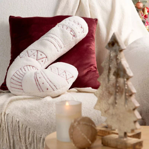 Chp 07B Poduszka świąteczna Eurofirany 27x46 – laska cukrowa, imitacja bukli, biała