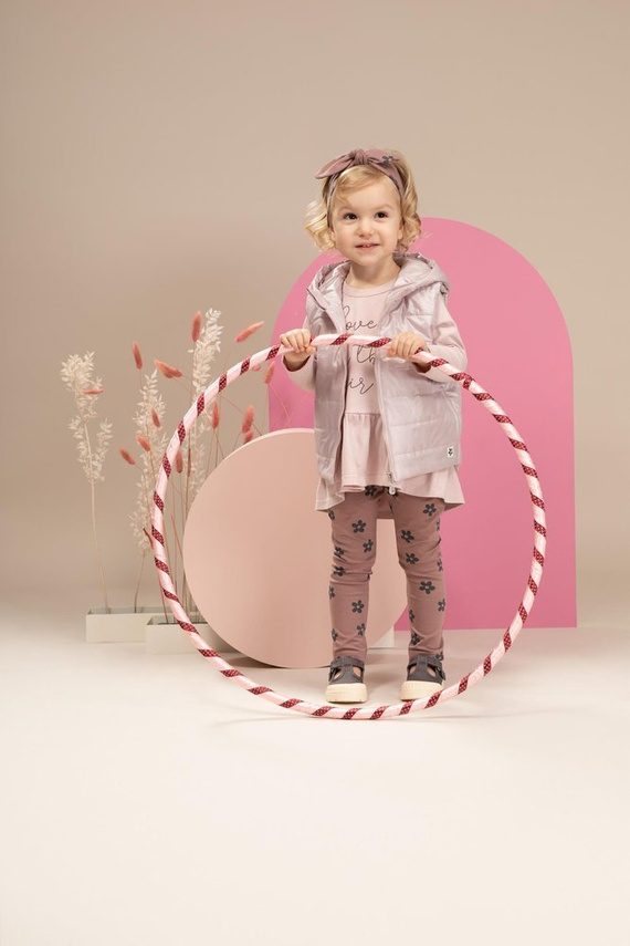 Happiness Legginsy niemowlęce w kwiatki Pinokio - ciemny róż/druk 