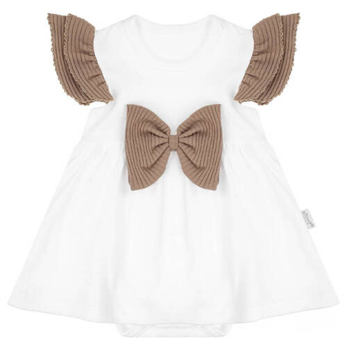 141276 Sukienko-body z krótkim rękawem Nicol - brązowy