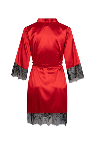 Gloria Szlafrok damski z koronką ByShelly - czerwony