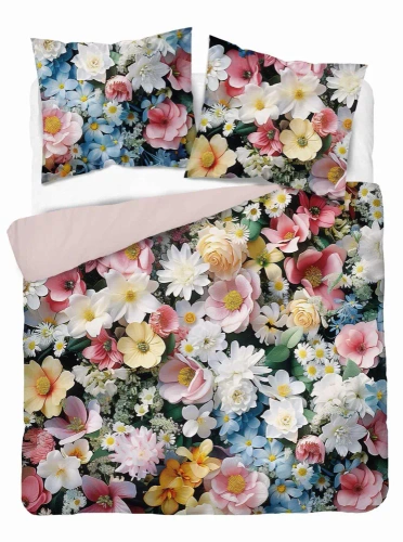 5313 A Pościel z mikrofibry kolorowa kwiaty Detexpol różowy