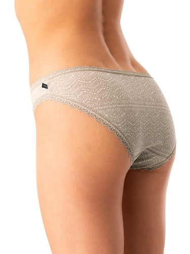 Figi damskie LPR 752 B25 Key szary beżowy– bawełna, 2-pak w pudełku, wygodne i klasyczne