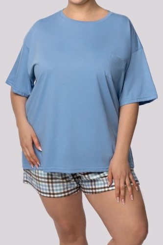 Joy shortsleeve Piżama damska Mona azure blue