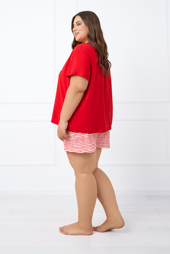 Flota Piżama Damska krótki rękaw, spodenki Italian Fashion - czerwony druk