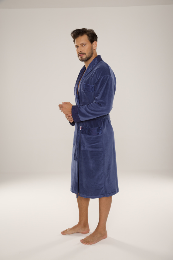 868 Noble Szlafrok męski welurowy De Lafense– elegancki, miękki, premium, jeans