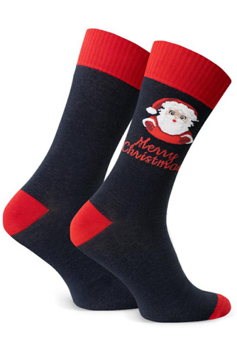 Art.136 Skarpety świąteczne męskie Steven ciemny granat 168 – wzory bożonarodzeniowe, bawełna