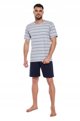 330/46 Various Piżama męska krótki rękaw, spodenki Cornette szary