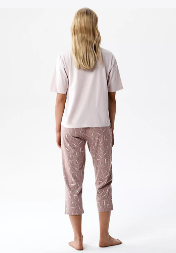 Piżama NLP-509 Atlantic 100% bawełna 3/4 kieszenie pudrowy