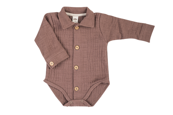 03252KC "Bamboo Muslin Choco" Koszulobody długi rękaw muślinowe Makoma 