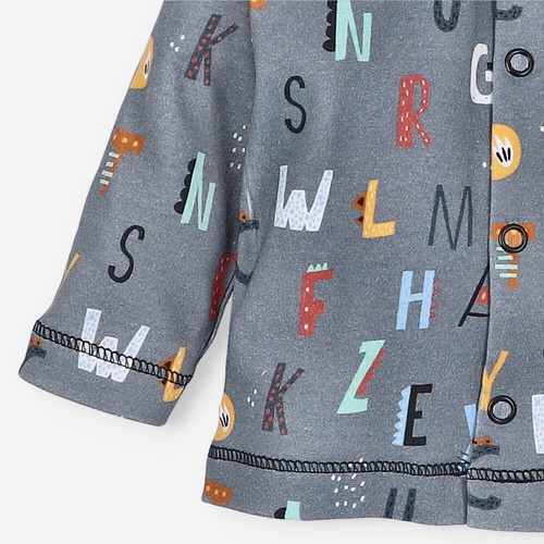 ABN-4198/LIT Alfabet Kaftanik niemowlęcy z bawełny organicznej Nini druk