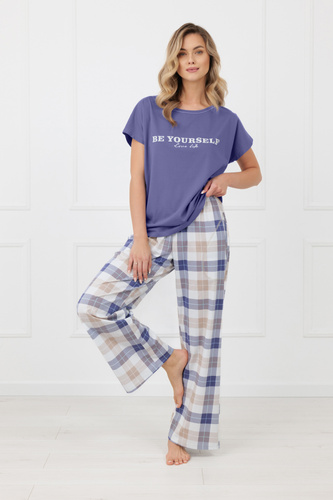 Piżama damska Rima Italian Fashion bawełna długie spodnie-niebieska