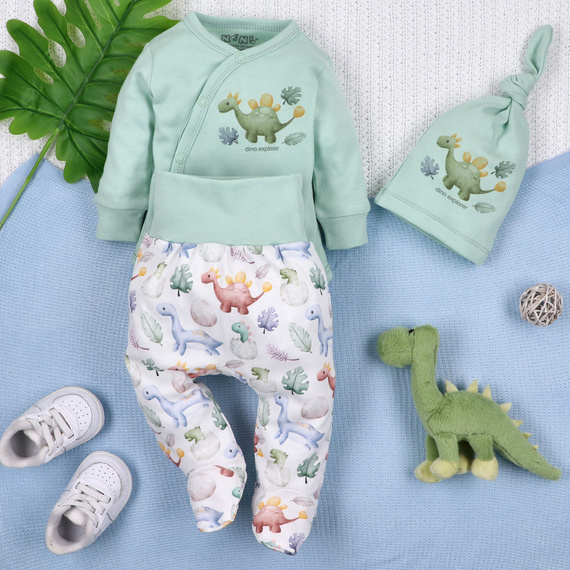 ABN-5579 Dino Explorer Czapka nemowlęca Nini – bawełna organiczna, miękka i przewiewna