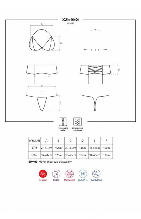 825-SEG-6 Komplet 3-częściowy Obsessive  granatowy