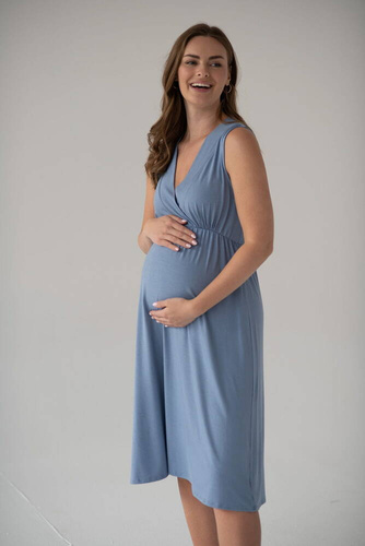 Star Light koszula nocna ciążowa i do karmienia z bambusa Milk&Love błękitny
