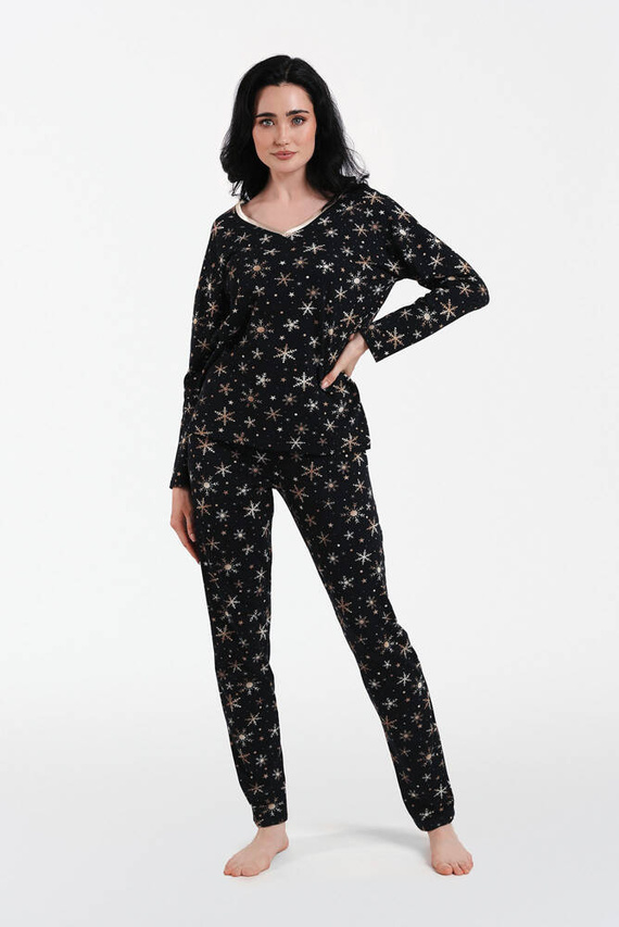 Laponia Piżama Damska długi rękaw, długie spodnie Italian Fashion - druk