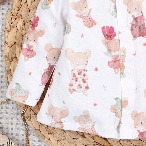 ABN-5695 Nini Kaftanik Niemowlęcy Małe Myszki 100% Bawełna Organiczna – Polska Produkcja