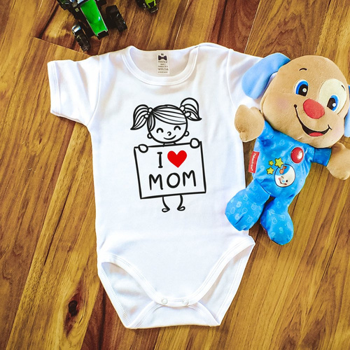 Body krótki rękaw "I LOVE MOM" Moocha biały