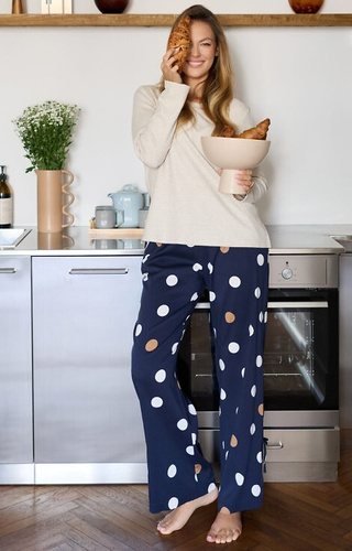 Oceane PW85  Piżama damska Mefemi–wiskozowa, w grochy, z kokardkami