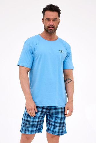 Piżama męska Cornette 326/311 Ready 2 niebieska– bawełna, krótki rękaw, wygodna i stylowa