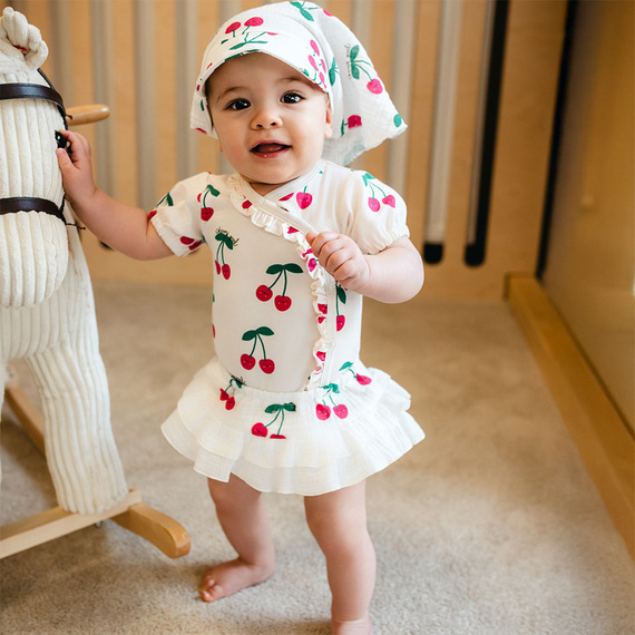 Body niemowlęce Eevi Cherry krótki rękaw bawełna elastyczne