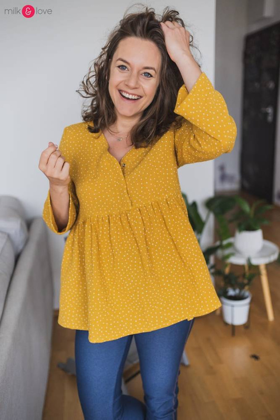 Mother Nature tunika z muślinu organicznego Milk&Love indygo w kropki