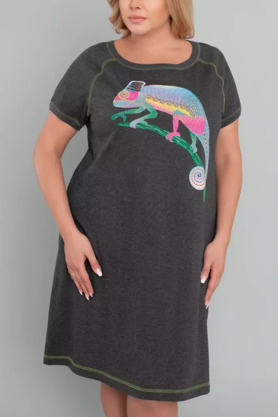 Wolta koszula nocna krótki rękaw Italian Fashion - ciemny melanż/zielony