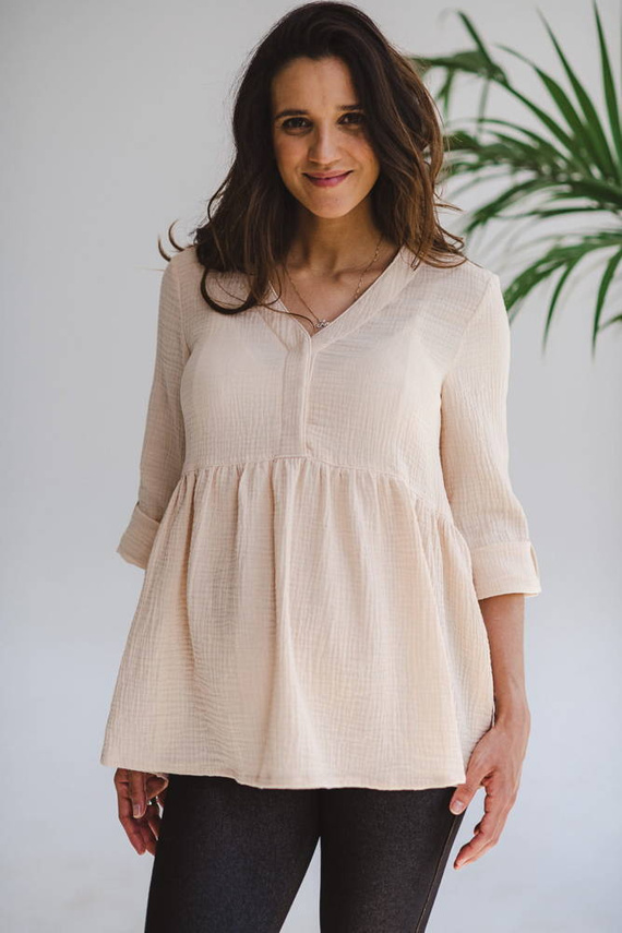 Mother Nature tunika z muślinu organicznego Milk&Love piaskowa