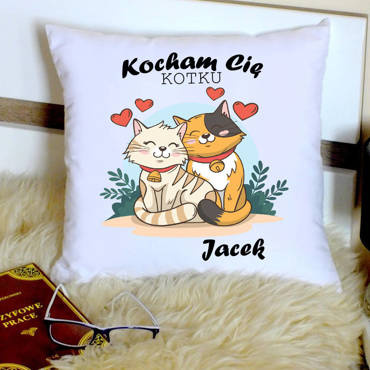 Kocham Cię Kotku Poduszka na Walentynki z imieniem Moocha
