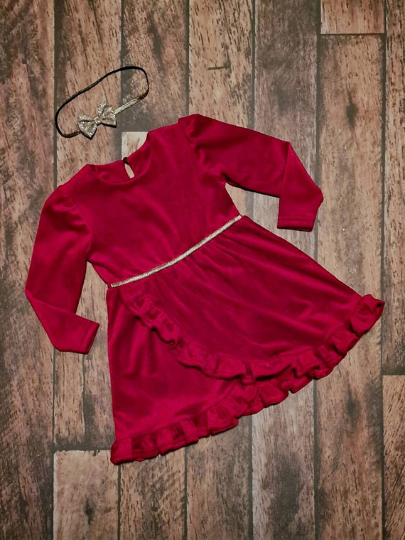 Star Sukienka welurowa Bambarillo czerwony