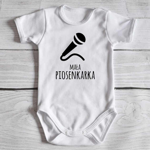 Body krótki rękaw "Mała Piosenkarka" Moocha biały-róż