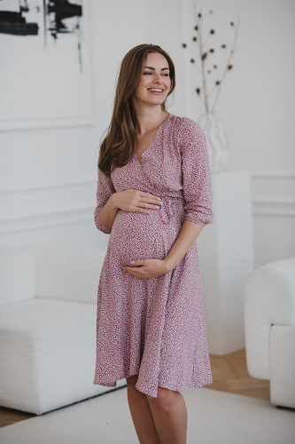 Milk Shake sukienka ciążowa i do karmienia rękaw 3/4 Milk&Love liliowa w listki