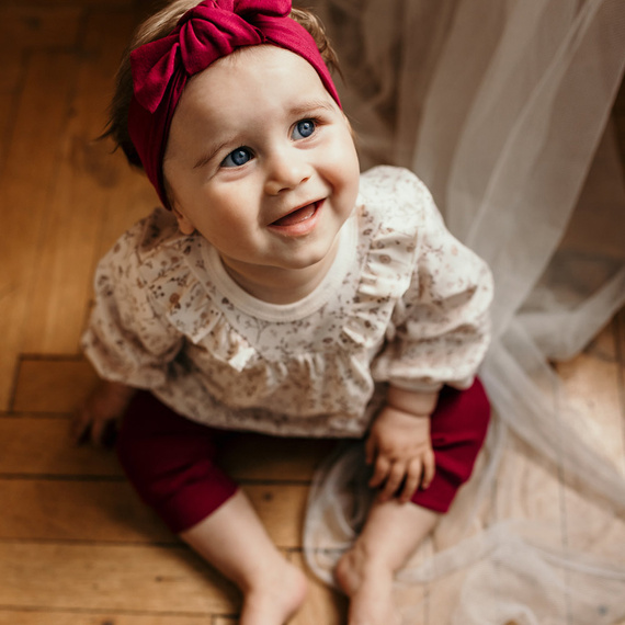 Bloom Legginsy bawełniane z falbanką Eevi - bordo