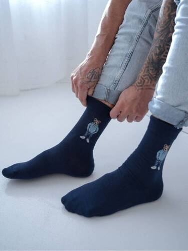 0125.109 Misiek w niebieskiej bluzie Skarpety Męskie Milena - granatowy