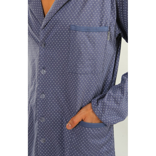 Rozpinana piżama męska długi rękaw Sesto Senso - kotwiczki jeans 