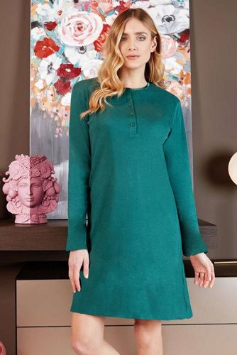 PC38108 Koszula nocna rozpinana Nottingham ciemny zielony