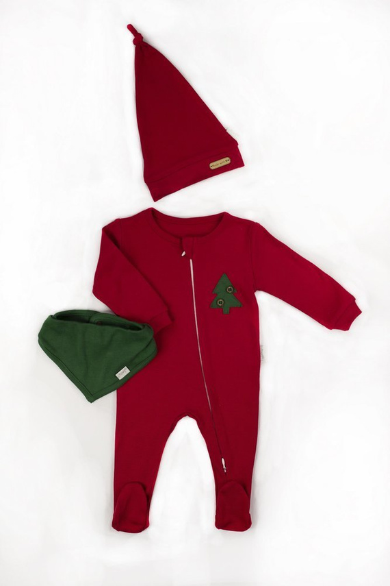 163070 Komplet czapka, apaszka i pajac "Magia Świąt" Nicol - bordo