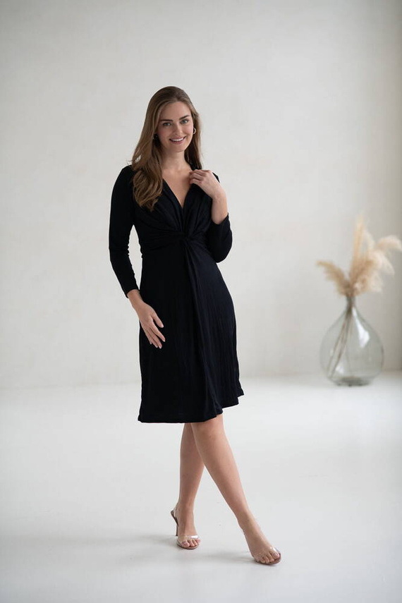 Loop Sukienka ciążowa i do karmienia rękaw 7/8 Milk&Love czarny