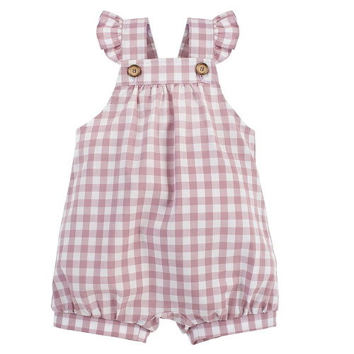 Sweet Cherry Ogrodniczki dla dziewczynki Pinokio - różowy kratka 