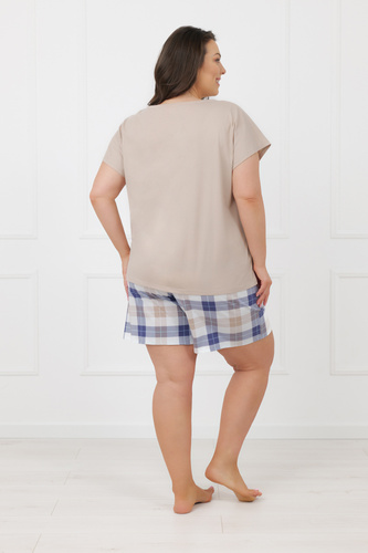Piżama damska Rima Italian Fashion 100% bawełna krótki rękaw szorty-beżowa