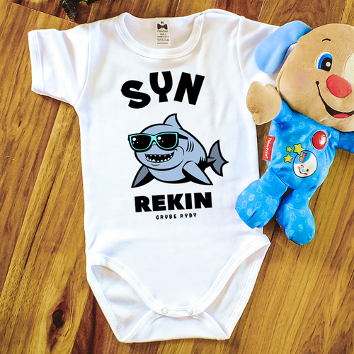 "REKINY grube ryby" Body krótki rękaw Moocha biały