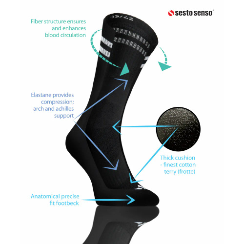 SKB04 Skarpety sportowe długie Sesto Senso czarny