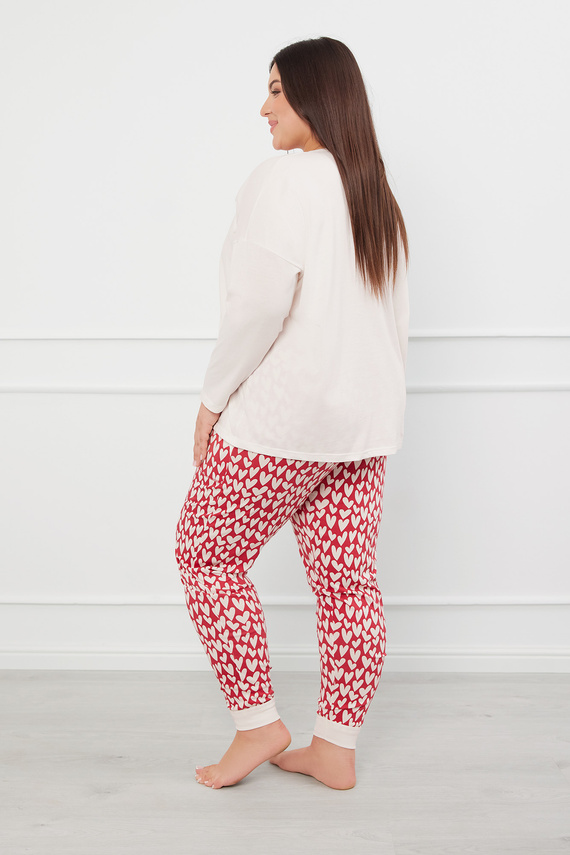 Evora Piżama Damska długi rękaw, długie spodnie Italian Fashion - ecru/druk