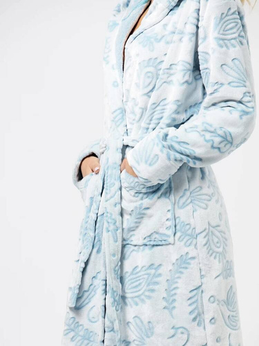 LGL 535 Długi Szlafrok Damski Key-błękitny